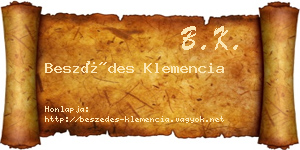 Beszédes Klemencia névjegykártya